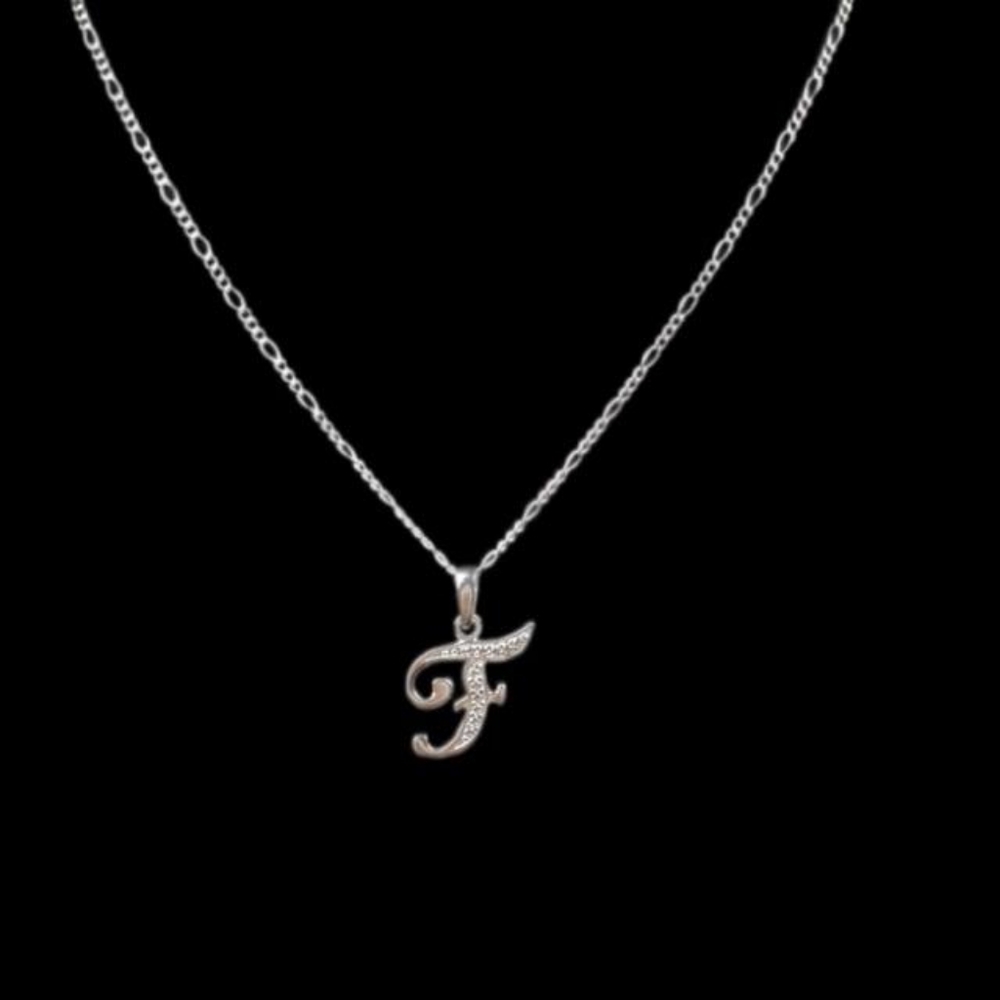 925 sterling silver alphabet letter F pendant necklace‎